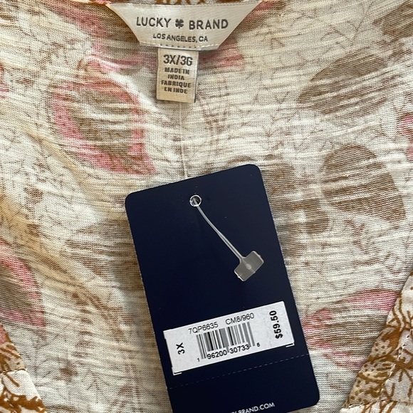 Lucky Brand cream with brown floral print top sz 3X - Picture 2 of 6